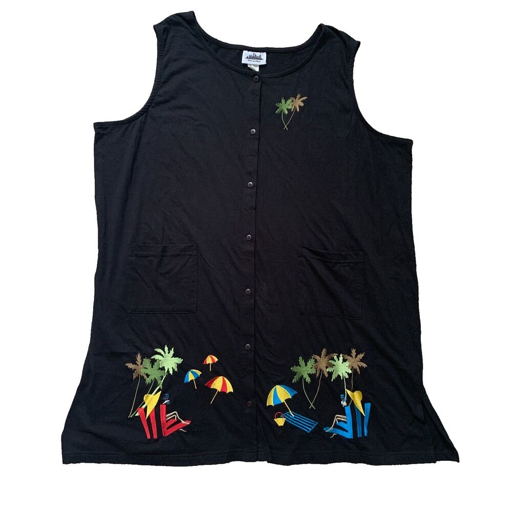 Metropolitan Dress Size 3X Black Embroidered Beach Swimsuit Vacation Cover Up